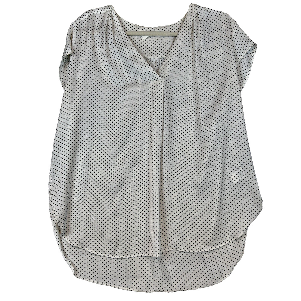 H&M Women's Top Sz. 12 White With Black Polka Dots 100% Polyester Career